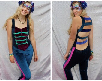 Stretch velvet military catsuits - Fairylove
