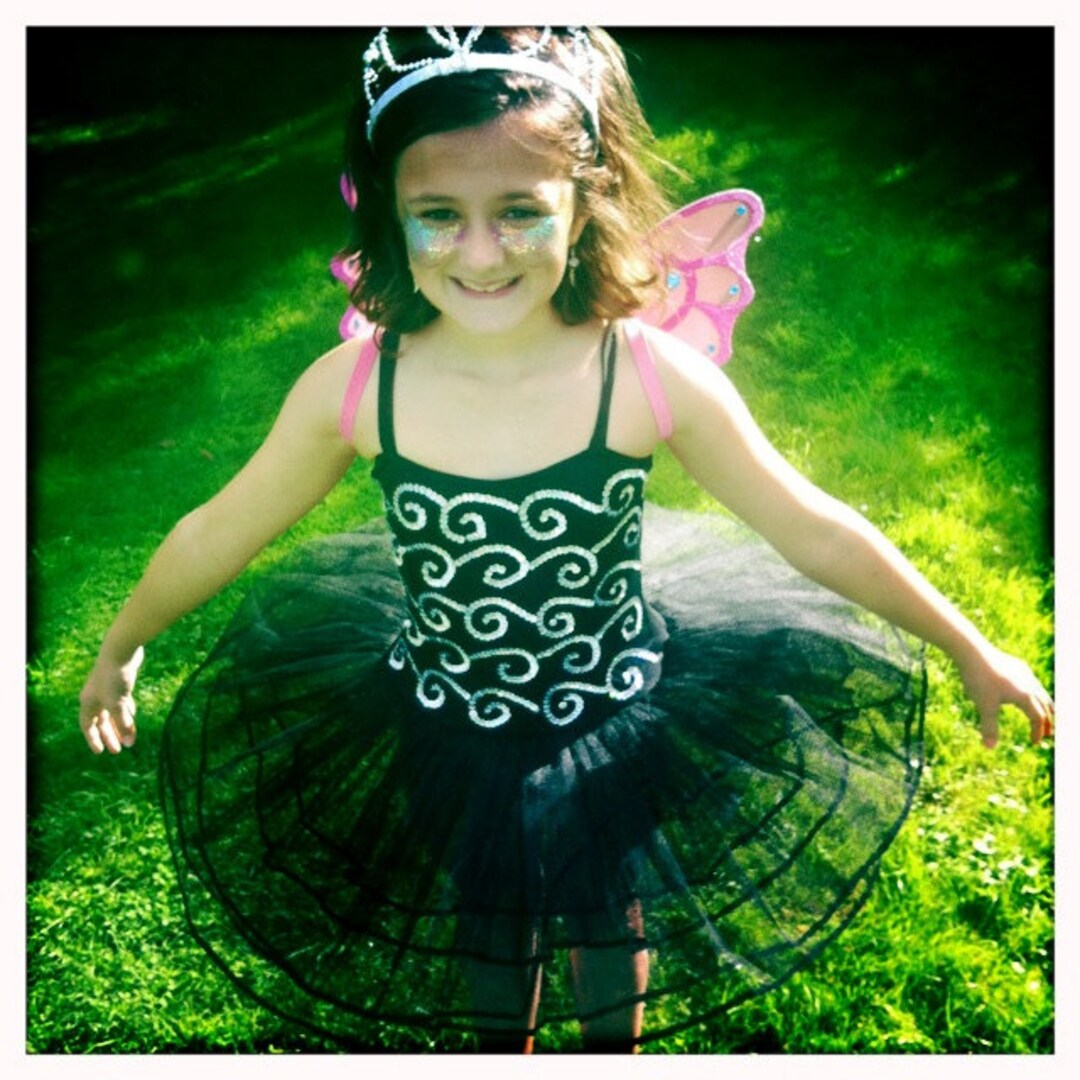 Black Ballerina Dance Tutu Leotard / Dress With Silver Sequins - Etsy