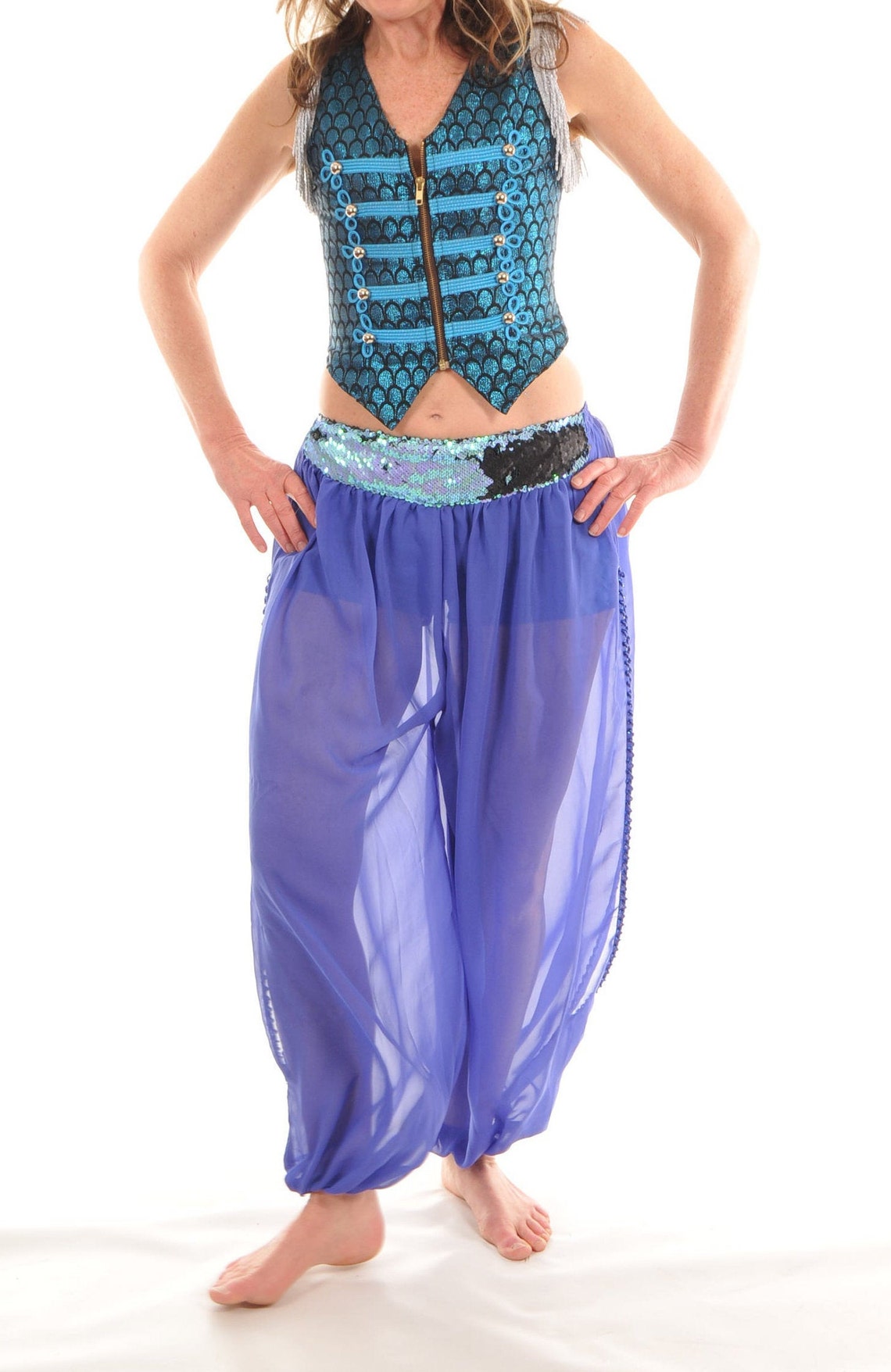 Aladin Harem Pants With Sequins Blue Fairylove Etsy