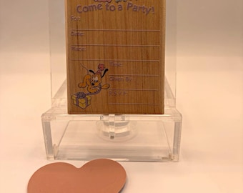 Rubber Stampede Wood Mounted Rubber Stamp, Disney Invitation 'Come to a Party!'