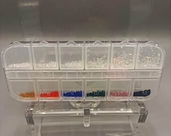 russell+hazel Clear Acrylic Bead Storage Organizer Box with Compartments