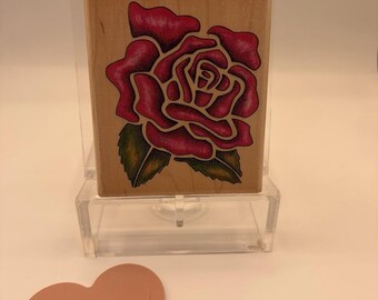 Inkadinkado Floral Rose Block Stamp Rubber Wood Mounted 7714