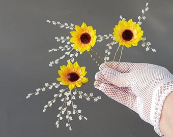 sunflower wedding hair piece