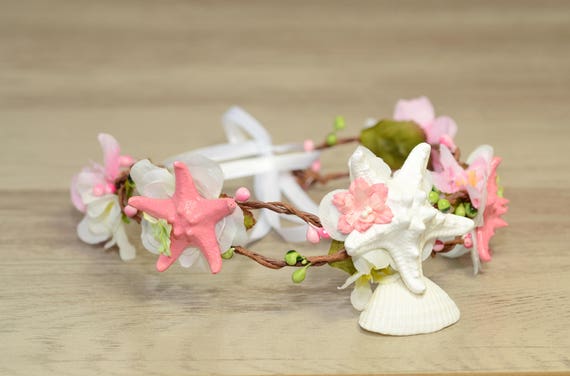 Ariel Beach Wedding Crown Starfish Headpiece Bridal Hair Vine Starfish Tiara Flower Girl Hair piece Mermaid Headband