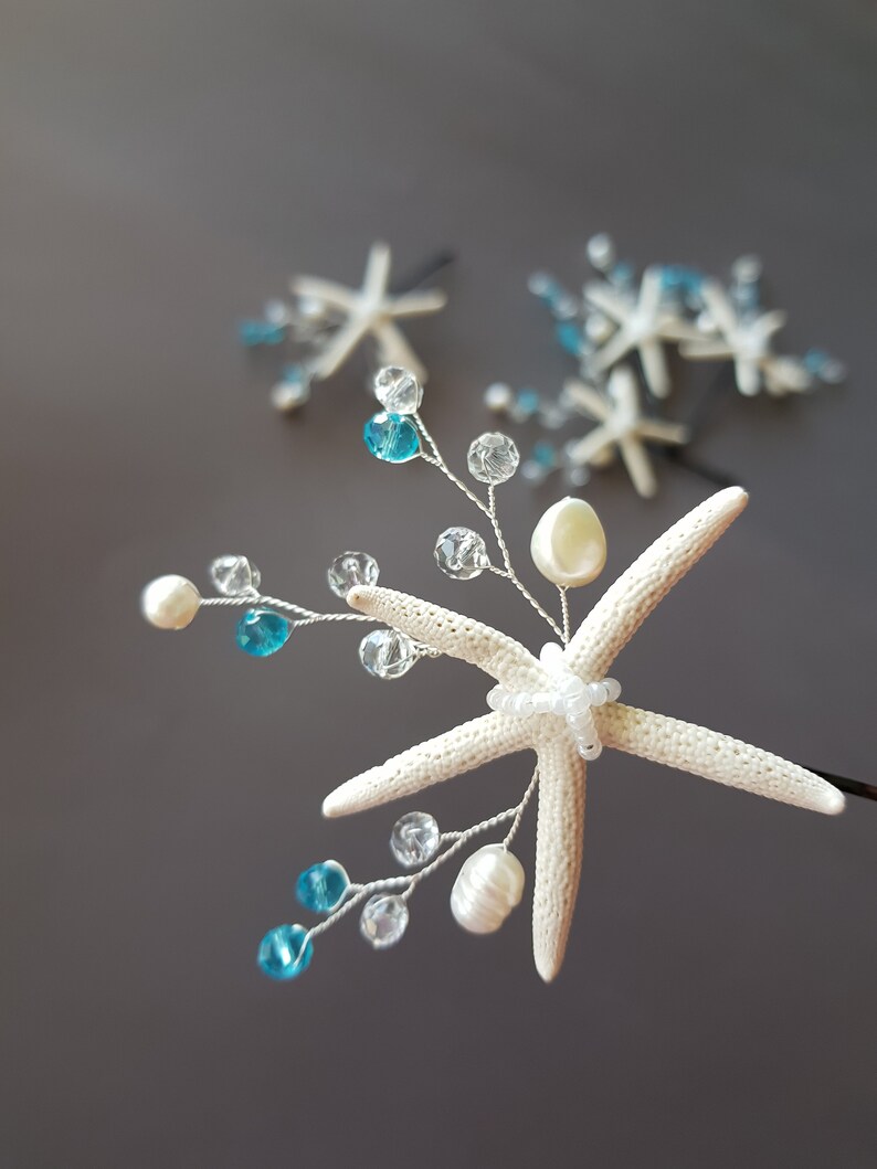 Starfish Hair Pins Beach Wedding Bobby Pin Seashells Pearls Etsy