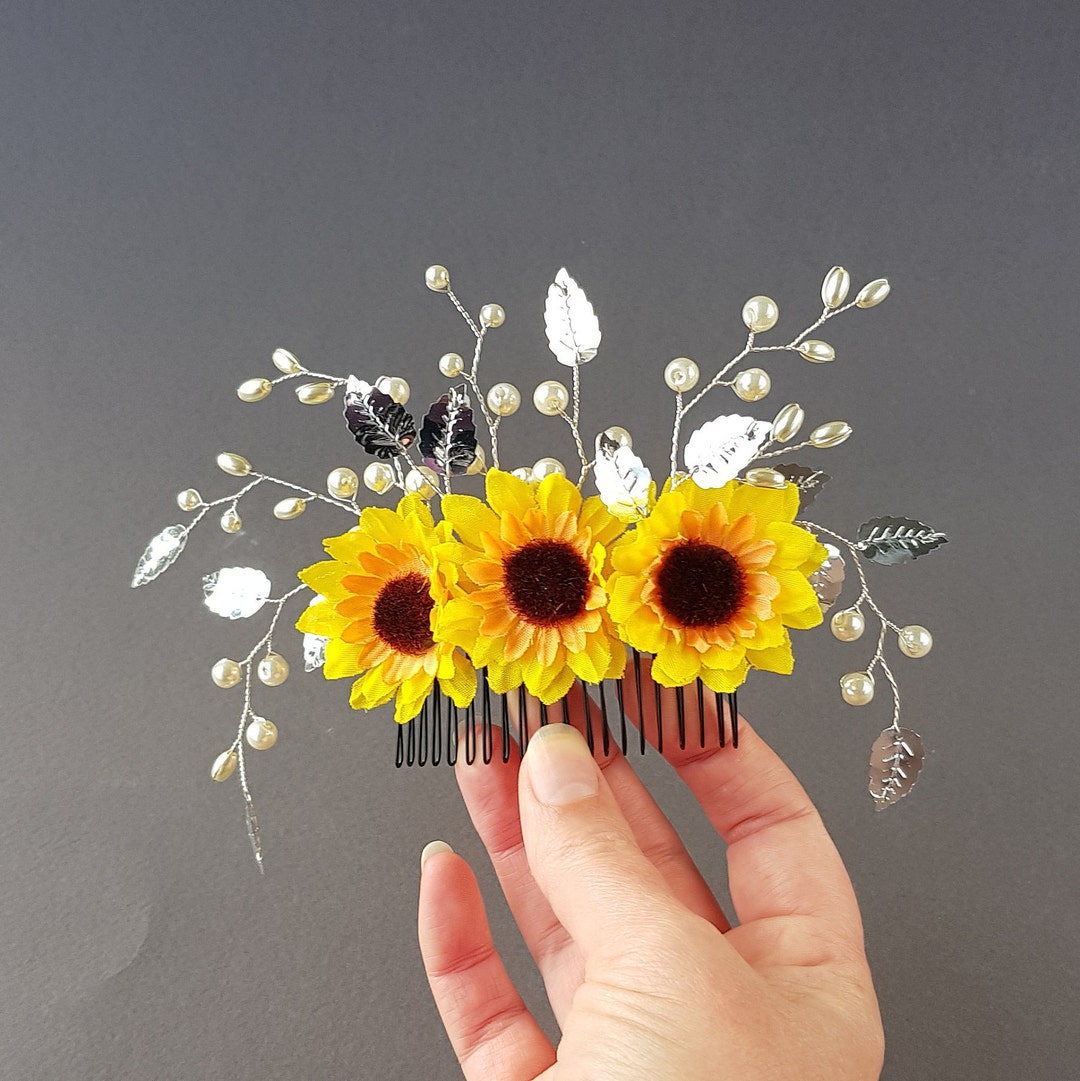 Sunflower Hair Comb Sunflower Wedding Hair Piece Bridal Etsy