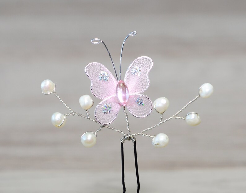 Pearl Hair Pins Bridal Hair Pin Butterfly Hair Pin Wedding Etsy
