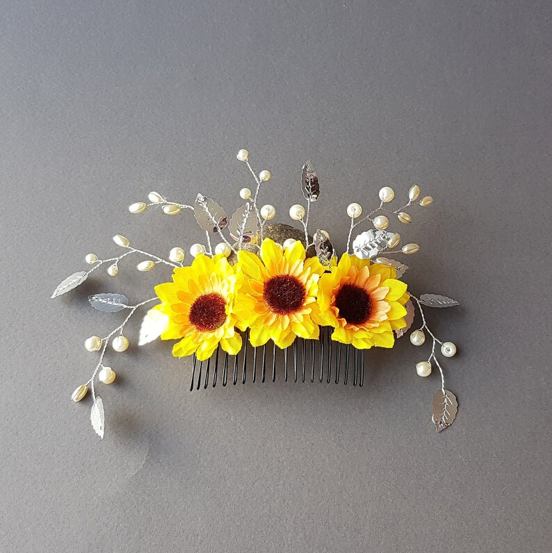 Sunflower Hair Comb Sunflower Wedding Hair Piece Bridal Etsy