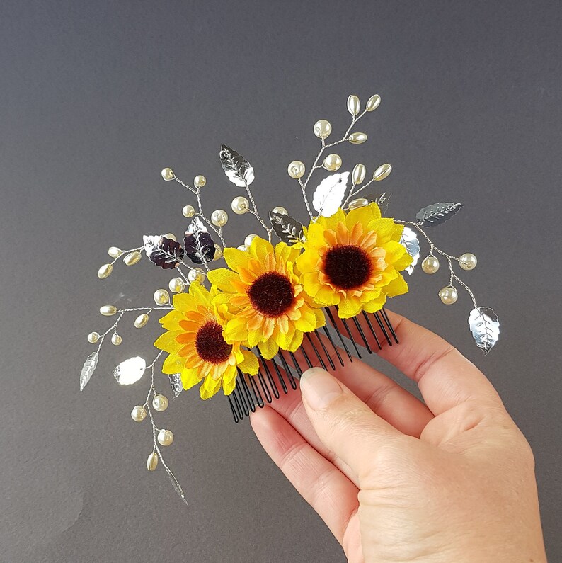 Sunflower Hair Comb Sunflower Wedding Hair Piece Bridal Etsy