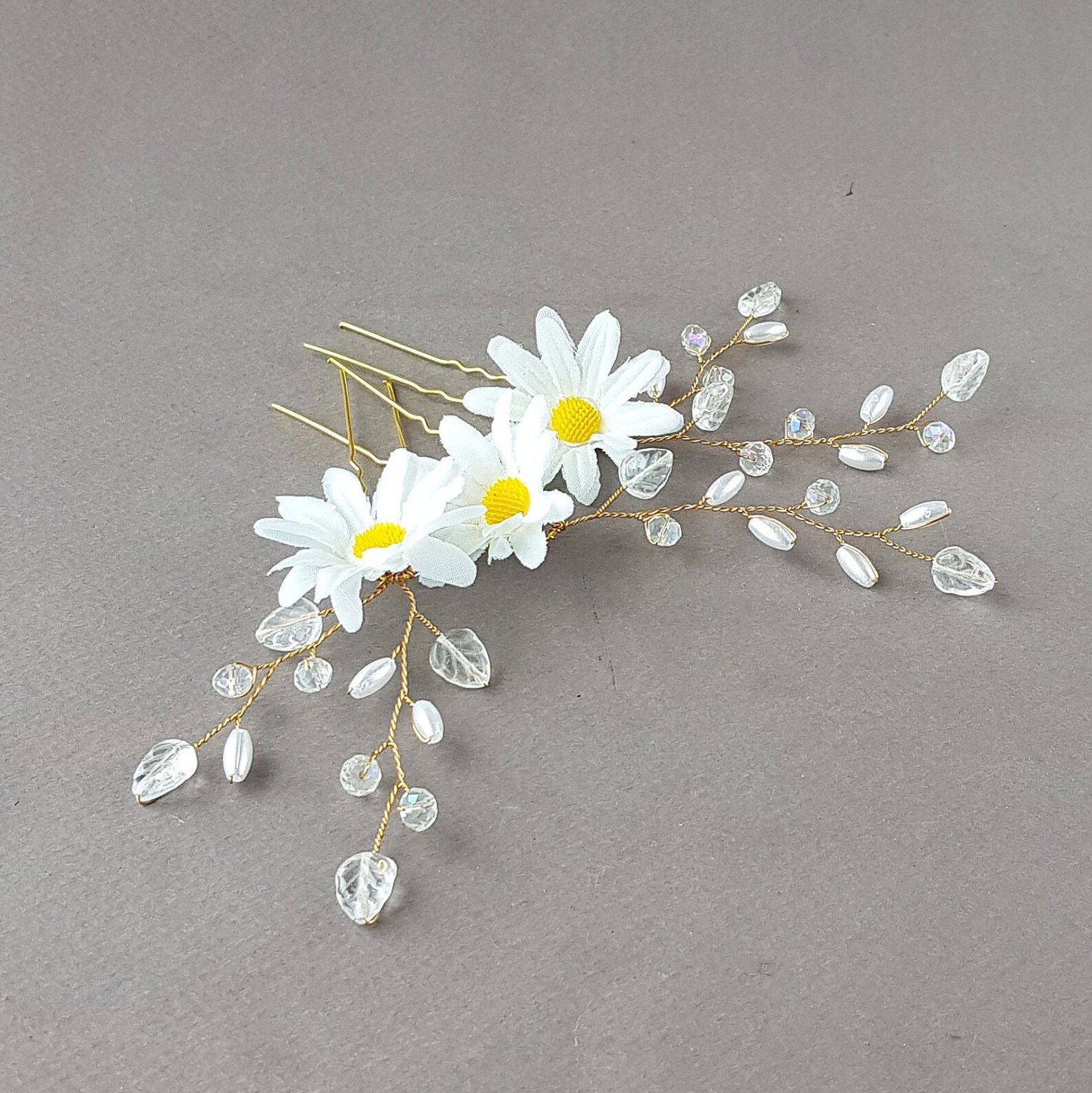 Daisy Hair Pins Wedding Hair Pins Bridal Daisy Headpiece Etsy