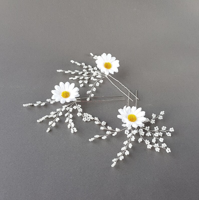 Daisy hair pins Daisy Hair Clip Baby's breath Bridal Etsy