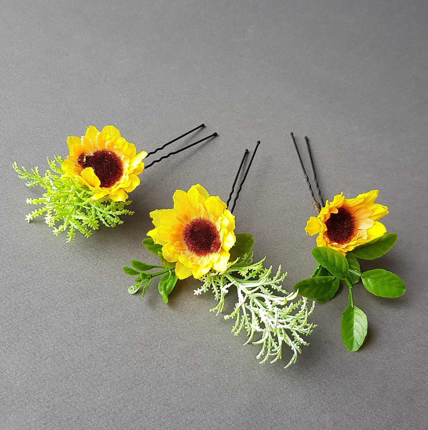 sunflower hair accessories wedding