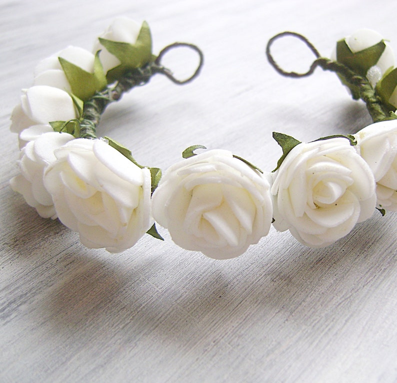 Flower Girl Hair White Wreath Flower Crown for Hair Bun Etsy