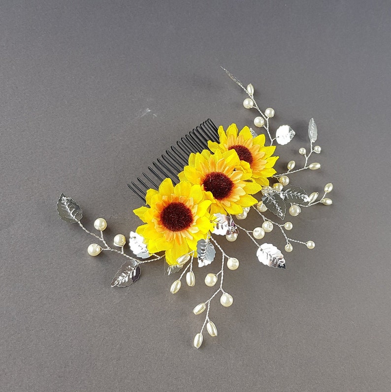 Sunflower Hair Comb Sunflower Wedding Hair Piece Bridal Etsy