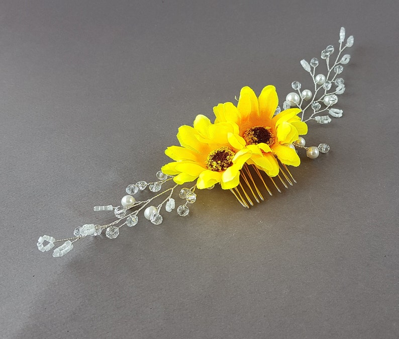 Sunflower Hair Comb Bridal Headpiece Sunflower Wedding Hair Etsy