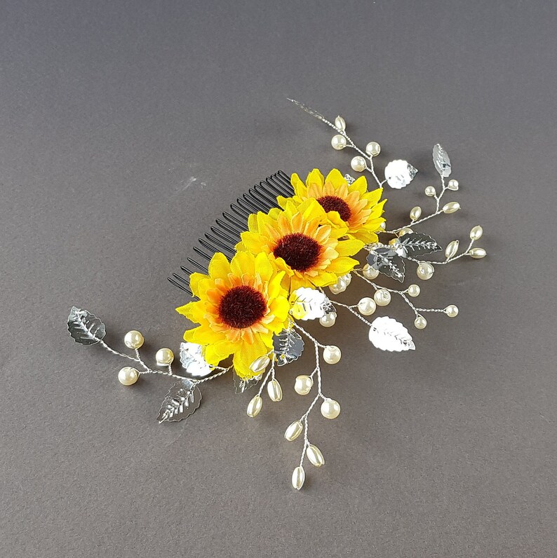 Sunflower Hair Comb Sunflower Wedding Hair Piece Bridal Etsy