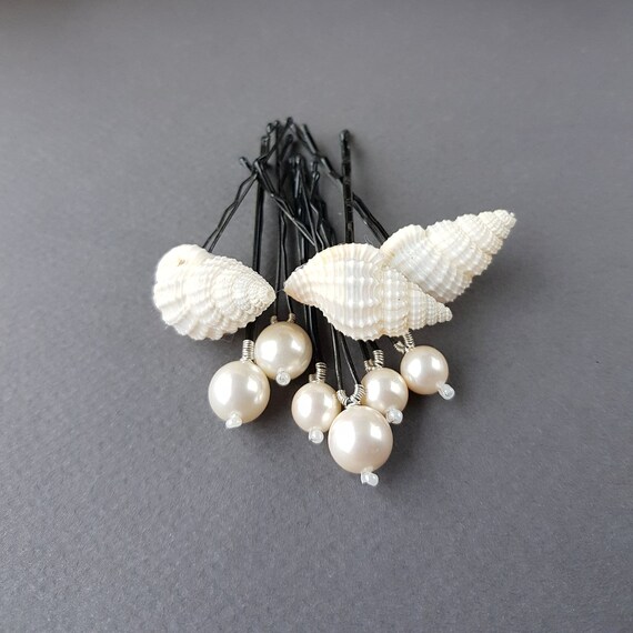 Pearls And Shells Bobby Pins Seashell Bobby Pins Mermaid Etsy