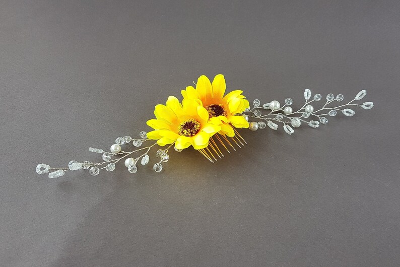 Sunflower Hair Comb Bridal Headpiece Sunflower Wedding Hair Etsy
