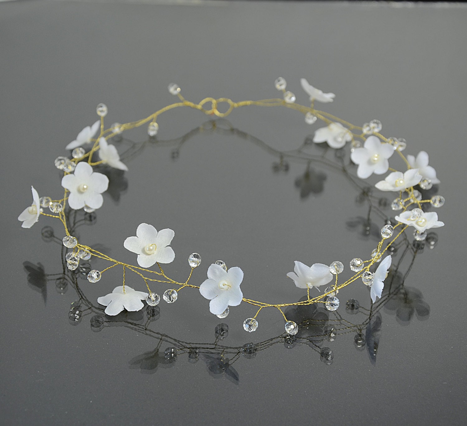 Bridal White Flower Tiara Flower Crown Bridal Hair Etsy