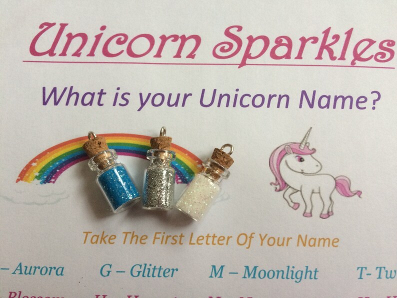 Unicorn Sparkle charm with unicorn name sheet