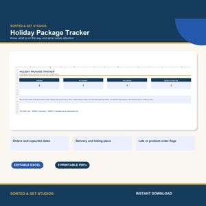 Holiday Package Tracker | Gift Orders, Delivery Dates & Late Flags | Excel + Printable