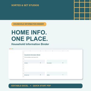 Household Information Binder for Excel | Home Contacts, Details & Review Dates