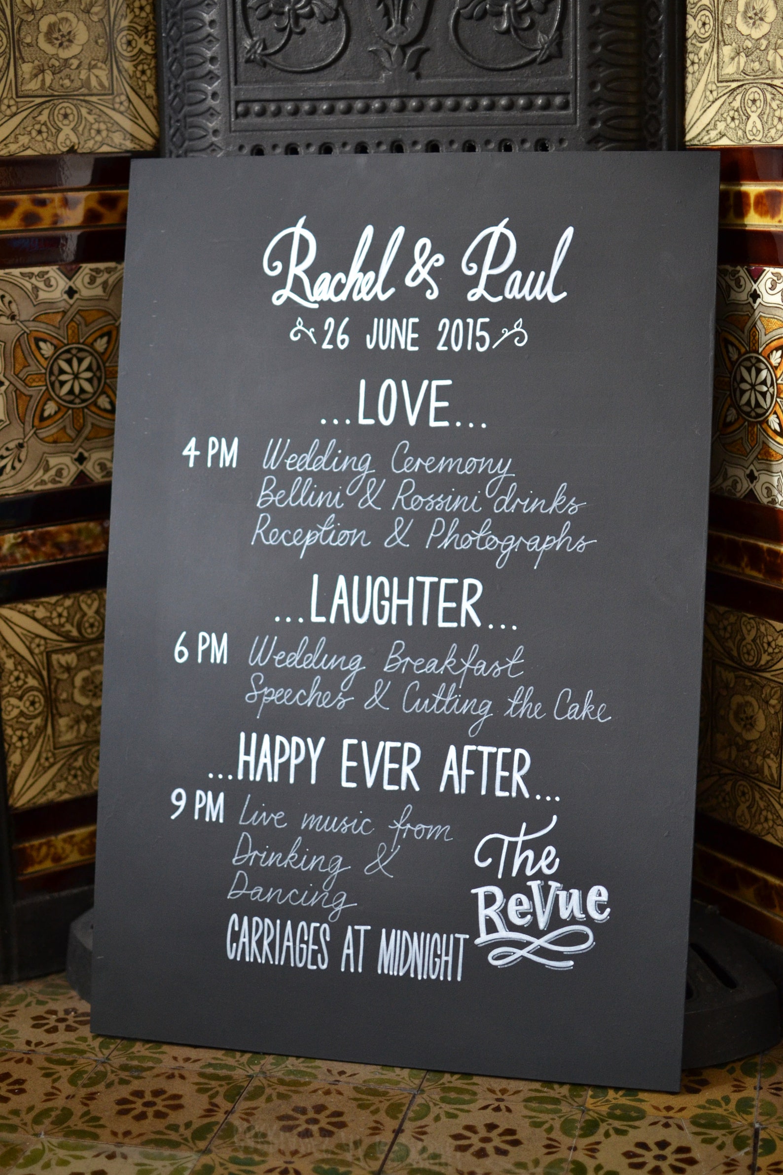 Wedding Timings/Order of Day Sign Custom Made Chalkboard Etsy