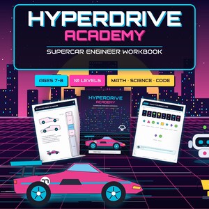 Cuaderno de actividades sobre superdeportivos para niños de 7 a 8 años, libro de actividades imprimible sobre coches, rompecabezas de lógica, matemáticas y ciencias STEM, juego de mesa de coches de carreras, modelo de coche de papel 3D, para niños