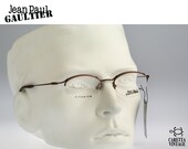 Jean Paul Gaultier 55-0033, 90s Vintage half rim oval eyeglasses, unisex titanium optical frame NOS