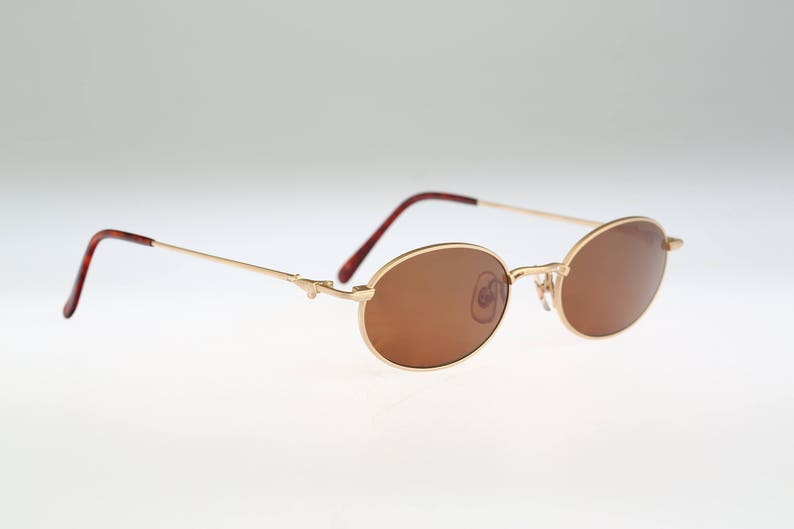 Vintage 90s unique steampunk gold small oval sunglasses men /& women NOS Joy 3604