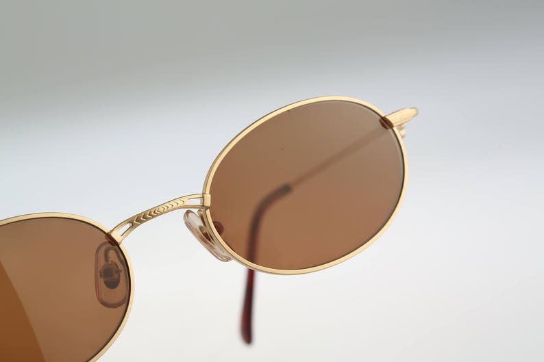Vintage 90s unique steampunk gold small oval sunglasses men /& women NOS Joy 3604
