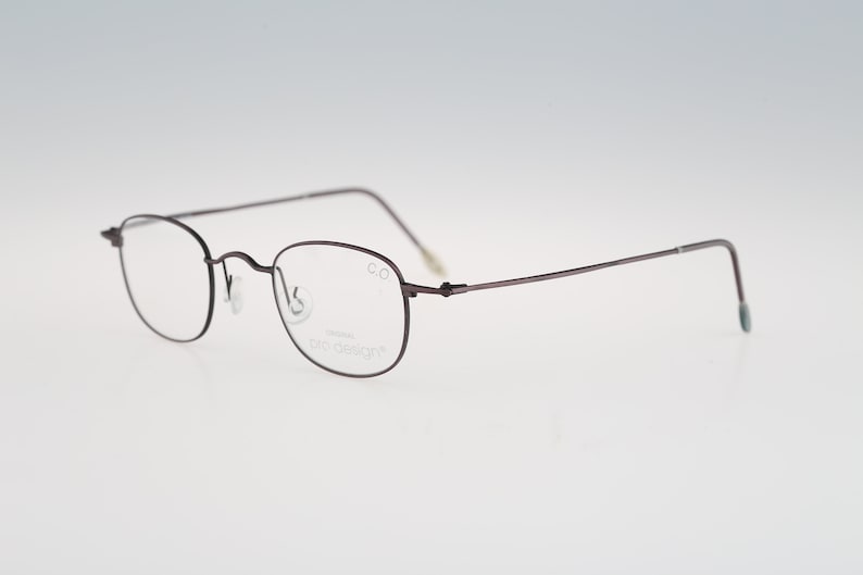 Vintage 90s gray unique small square eyeglasses frames mens /& womens NOS Pro Design Denmark Better Collection P.802 C.84