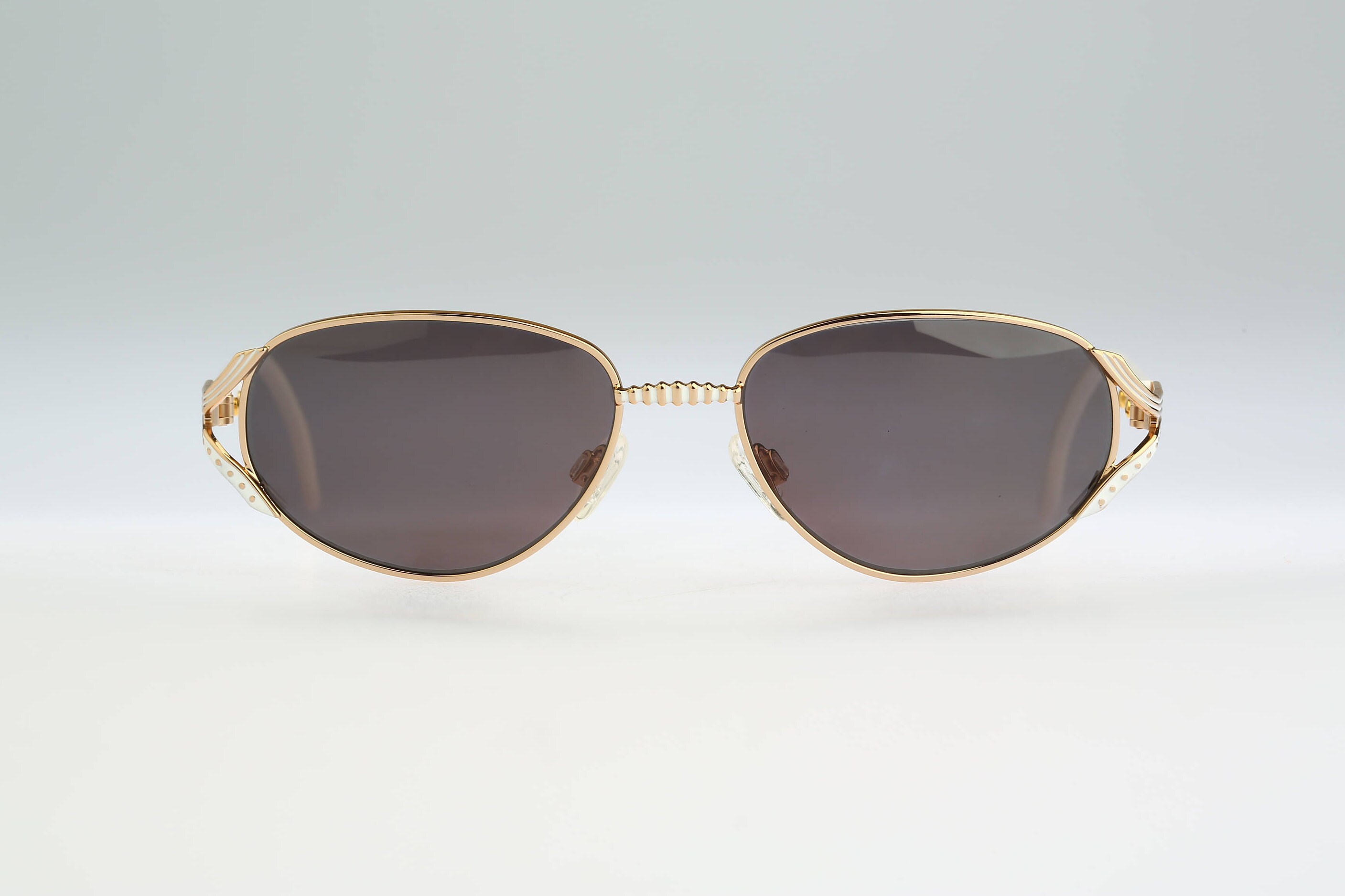 Gold oval sunglasses Anteprima Gemma 5 Vintage 90s white mod Etsy