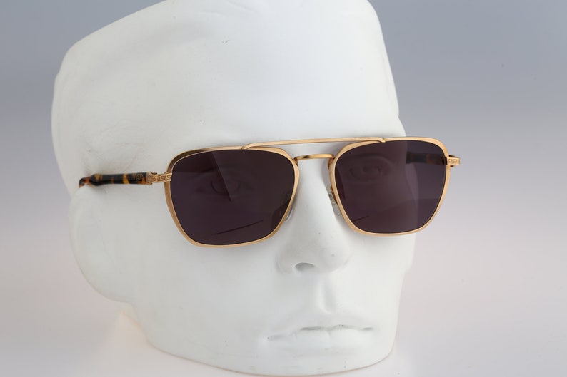 Gian Marco Venturi 710 Vintage 80s gold square aviator sunglasses men /& women NOS