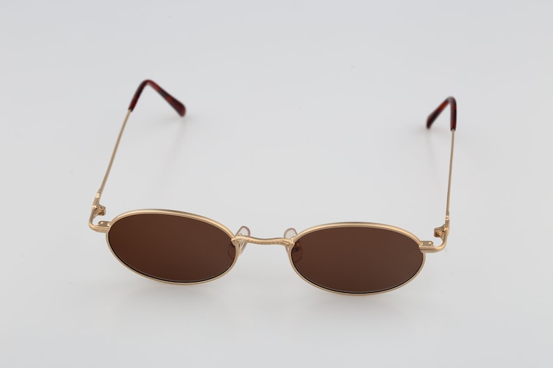 Vintage 90s unique steampunk gold small oval sunglasses men /& women NOS Joy 3604
