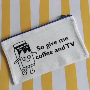 Coffee and TV - Blur Pencil Case/ Zippy Pouch/ Make up Bag - Milky - 1990s Britpop - Music Fan Gift
