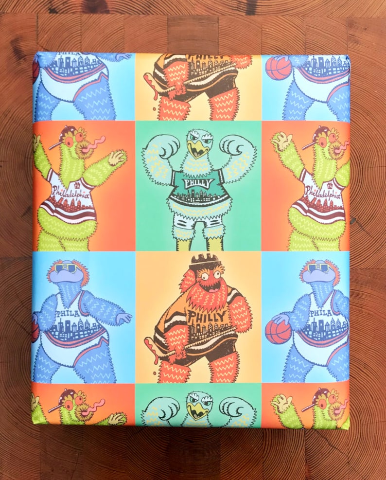 Philadelphia Mascot Gift Wrap 5 Sheets 24 X 36 Paul Carpenter Art image 2