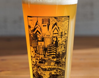 Philadelphia Skyline -- Paul Carpenter Art -- Pint Glass