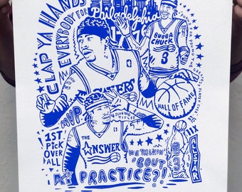 Philadelphia IVERSON Screen Print Blue 16x20" -- Paul Carpenter Art