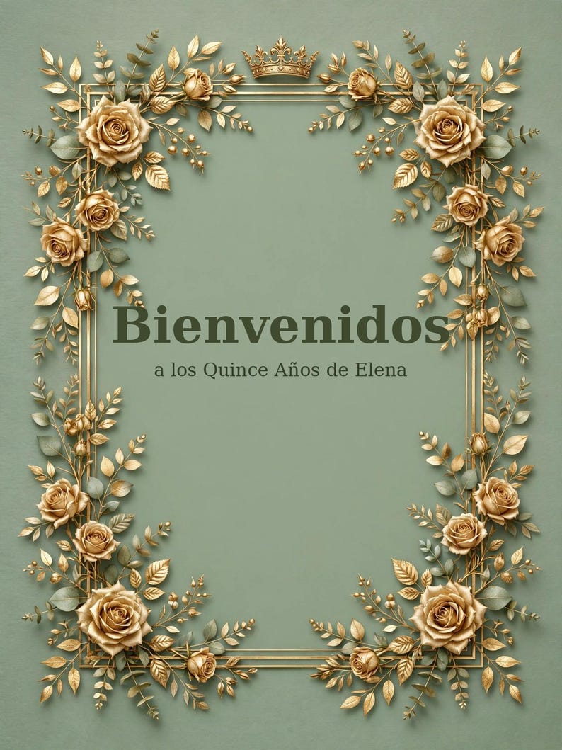 Quinceanera Invitation Editable Template GZ-518 | Sage Green Gold Mis ...