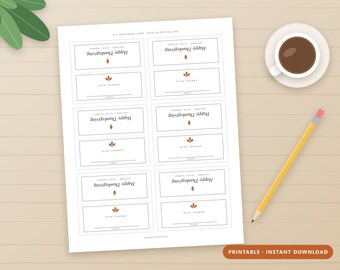 Tarjetas de mesa imprimibles para Acción de Gracias, tarjetas de nombre minimalistas para tiendas de campaña de otoño, tarjetas plegables para la mesa, decoración para la cena de Acción de Gracias con amigos (PDF)