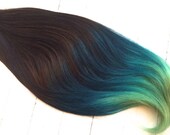 Items Similar To Black Teal Mint Green Ombre Hair Extensions Clip
