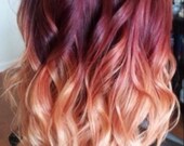 Items Similar To Red Violet Peach Ombre Hair Auburn Ombre