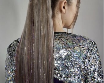 Hair Extension Tinsel Kit, Holiday Party, Sparkle Extensions, Festive Hair Glitter, UV no Beads