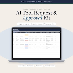 AI Tool Request & Approval Kit for Small Business | Editable Word Forms, Excel Tracker