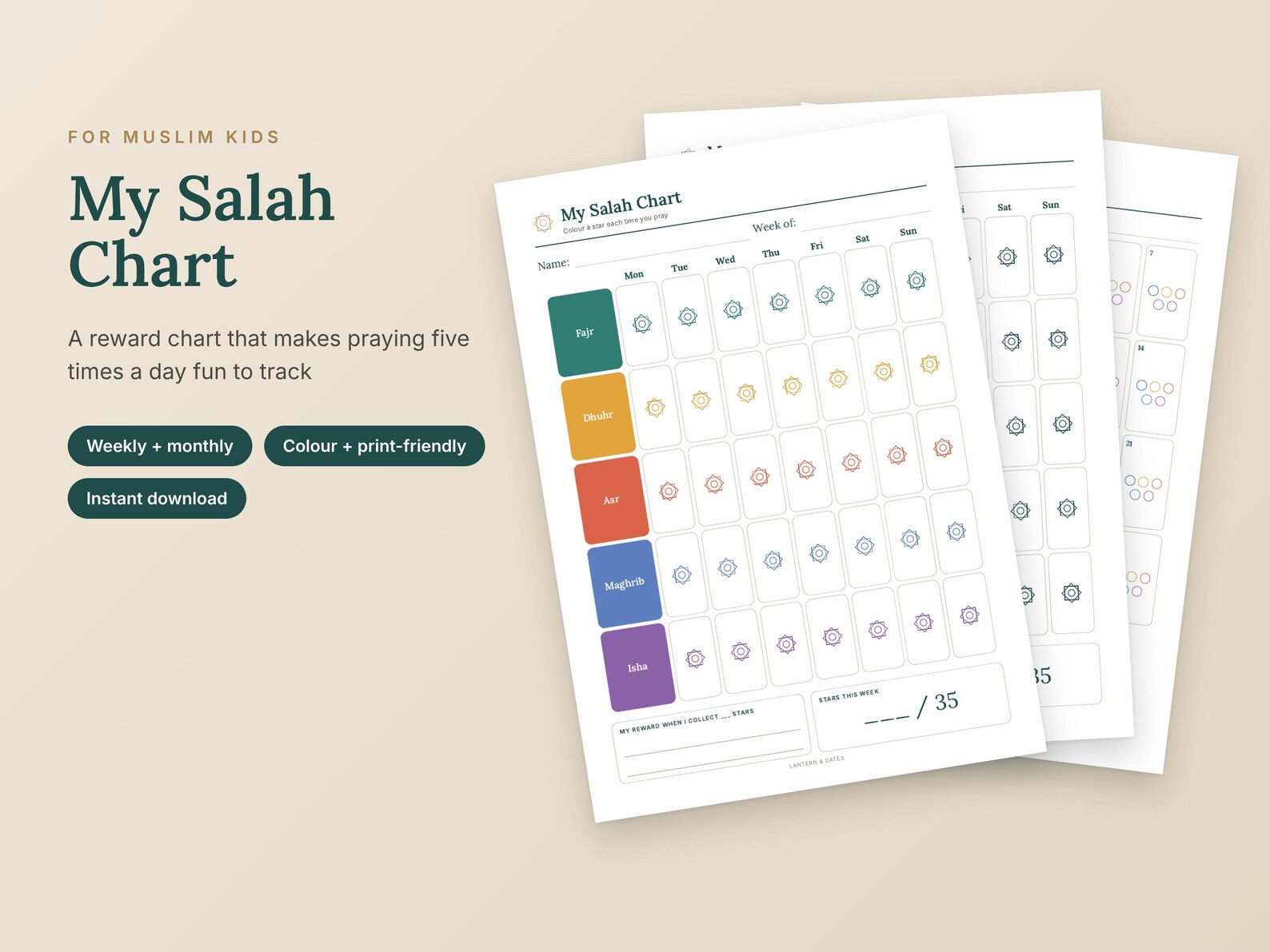 Prayer Chart.pdf Salah Chart for Kids Printable, Muslim Prayer Chart, Islamic Reward ...