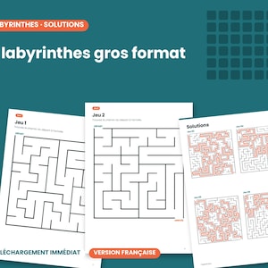 100 labyrinthes gros format à imprimer pour adultes et seniors – difficulté progressive, solutions, PDF