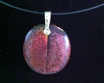 Fused Dichroic Glass Pendant on Wire Choker with Matching Earrings