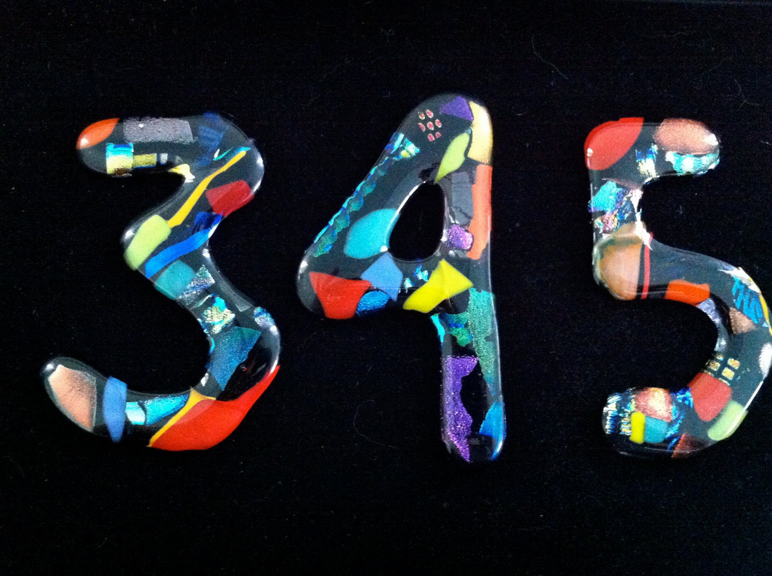 Fused Glass Address Numbers Etsy