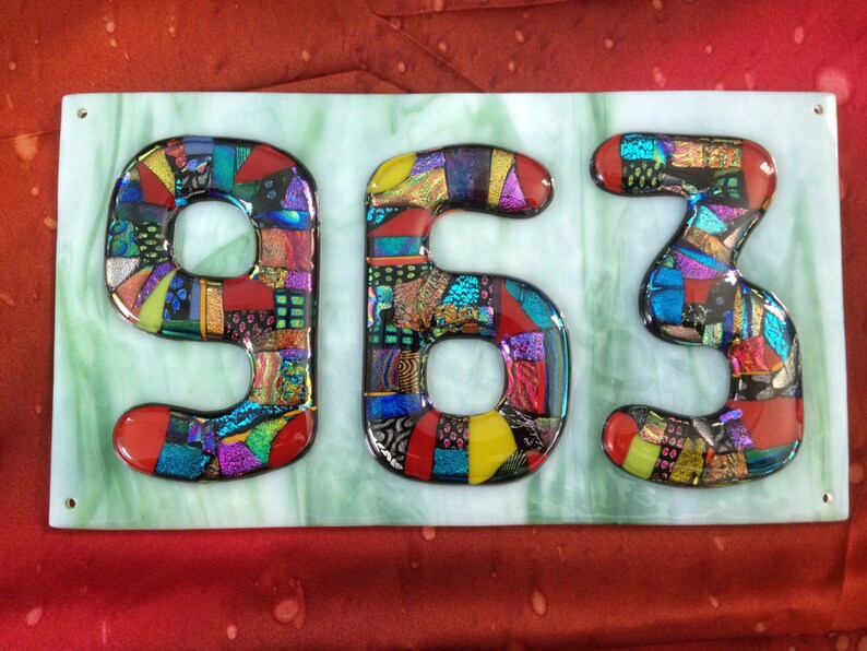 Fused Glass Address Numbers Etsy